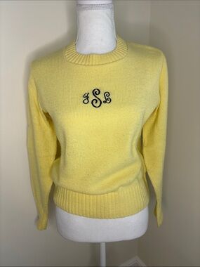 Garland Brand Yellow Monogram Crewneck Sweater - Monogramed.  Medium Vintage
